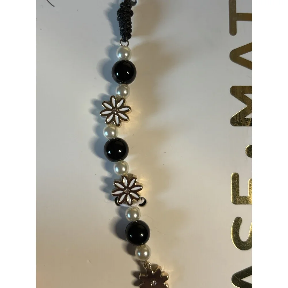 Case-Mate Phone Charm Beaded Strap Wristlet Lanyard Black Beads Pearls Flowers